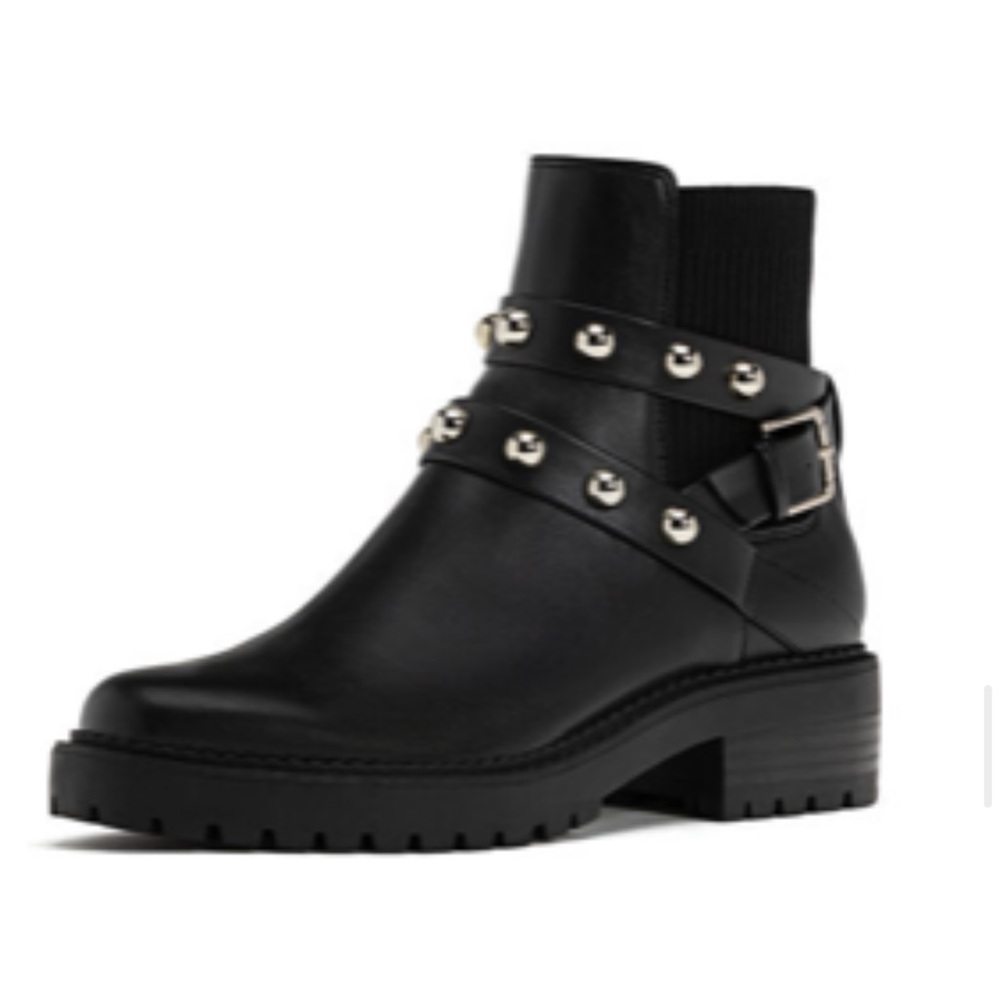 Brand new Stradivarius ankle moto boots with studded straps size 7.5
